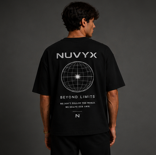 NUVYX Men's Global T-Shirt back view on model